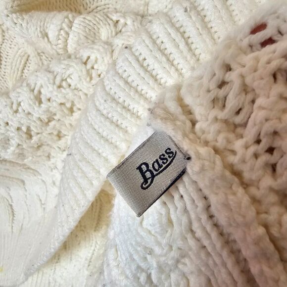 EUC GH BASS CREAM COTTON BLEND CABLE KNIT CREW NECK PULLOVER SWEATER SIZE XL - Picture 11 of 14